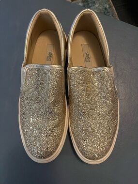 Gold Glitter Slip-On Sneakers for Women - SOREL STYLE
